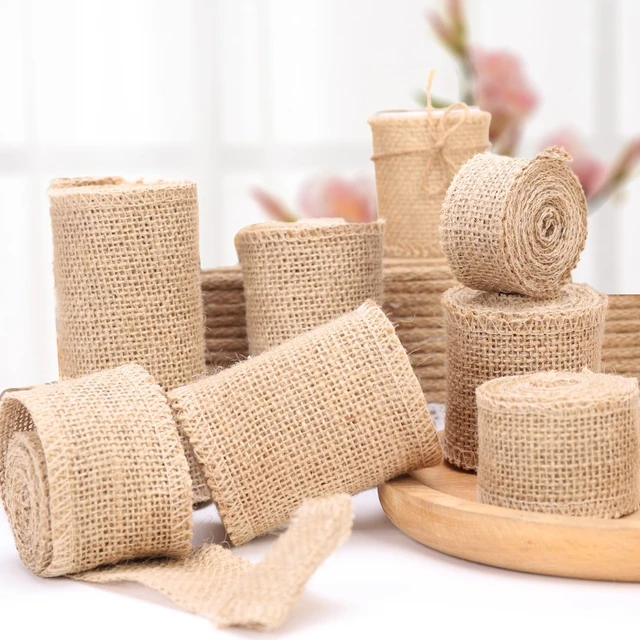 4 Wide Natural Jute Burlap Non-Wired Ribbon for Wreath Bases and Decor