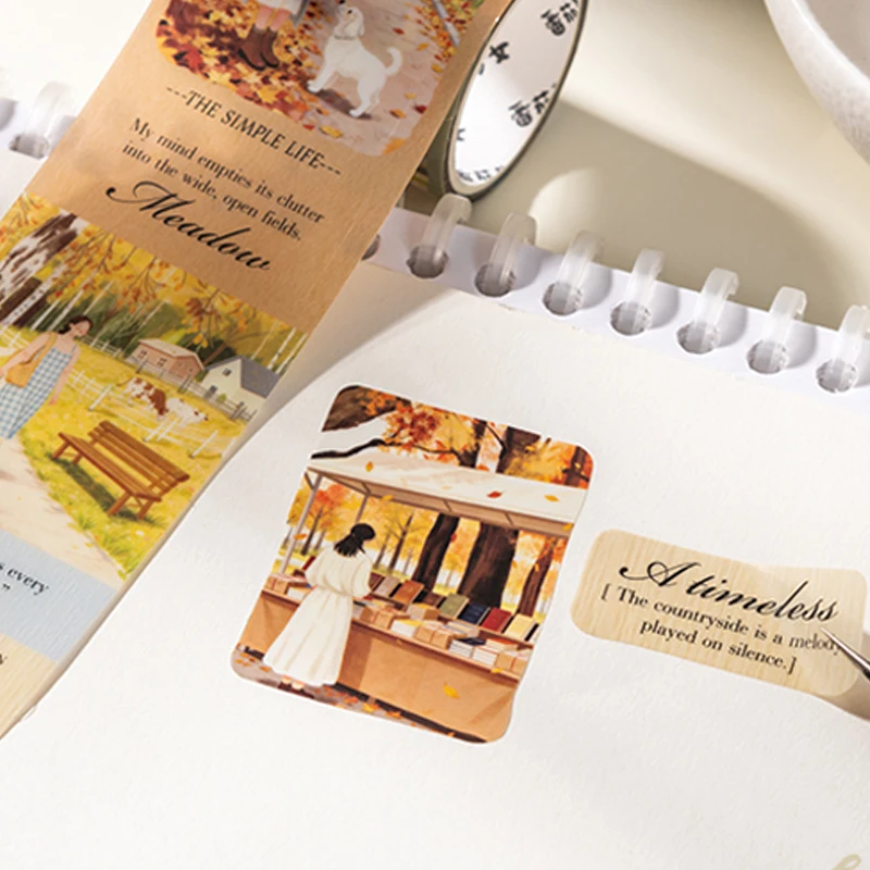 3롤 사계절 풍경 및 그림 와시 테이프, 아트 저널 배경 소품, 다용도 고가치 문구류