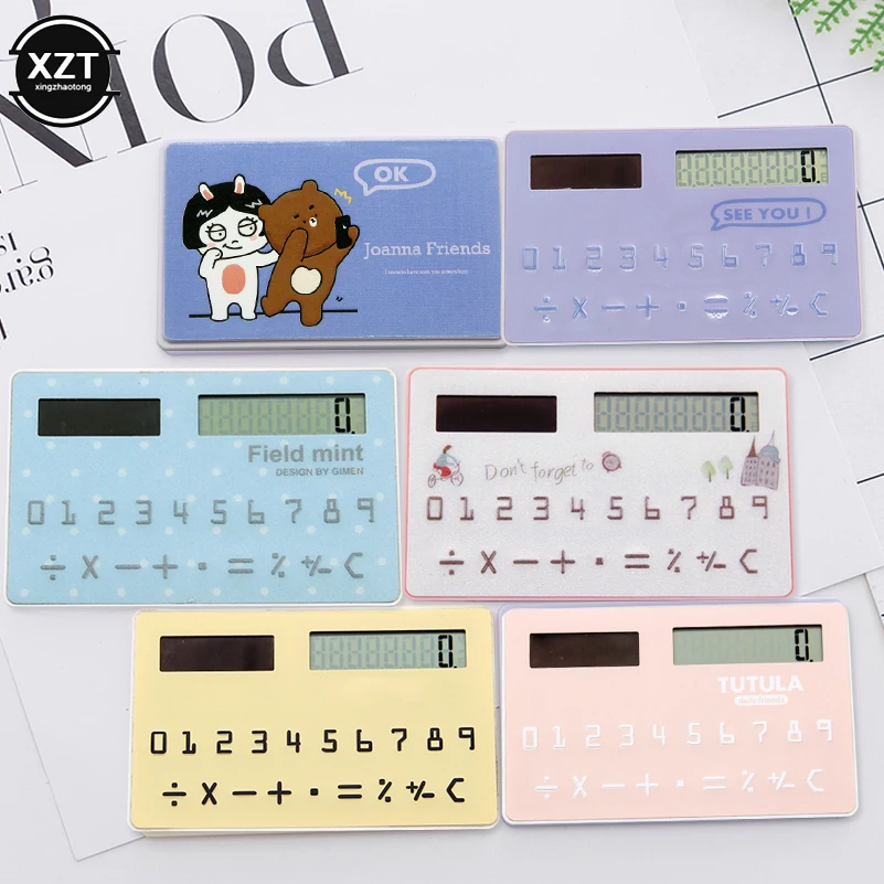 Creative Cartoon Fruit Animal Mini Card Calculator Stationery Solar Card Calculator Fashion Children Gift Portable Calculator