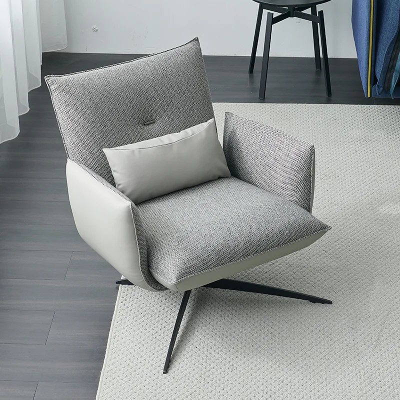 

Italian Minimalist Cloth Home Leisure Rotating Couch Light Leather Study Computer Armchair