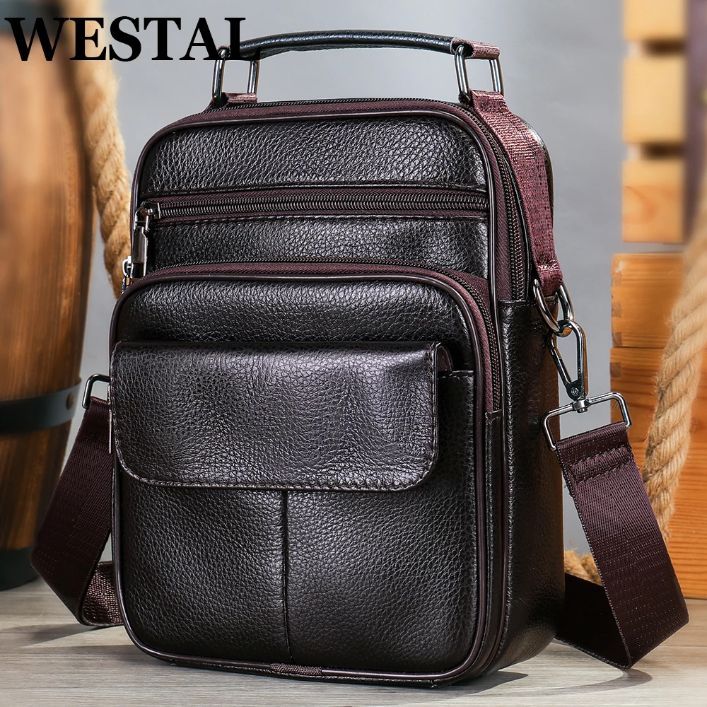 Westal Schoudertassen Man 100 Echt Lederen Crossbody Messenger Bag