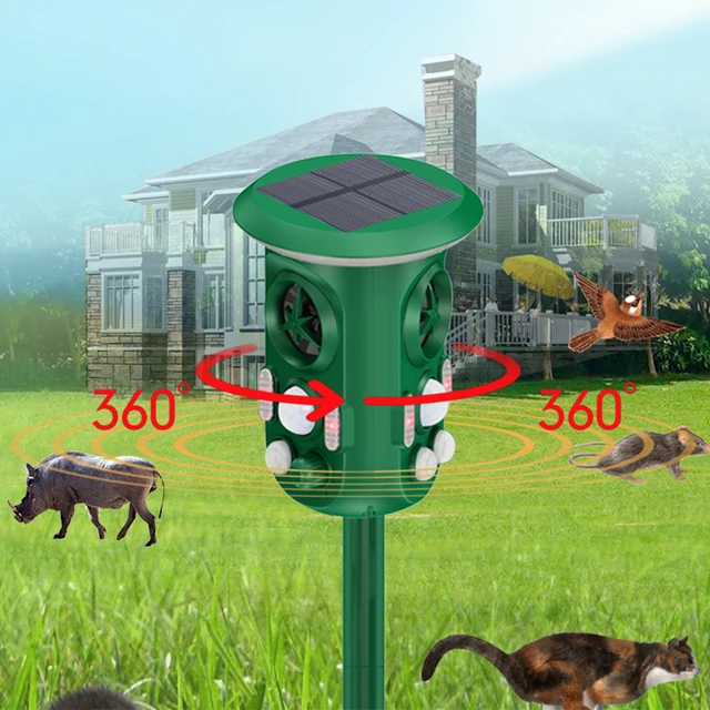 Ultrahangos Napenergiával Működő Állati Visszatelepítő Vízálló Visszataszító Kültéri Kártevő Rágcsáló Gopher Elrettentő Vole Kígyó Üldöző - Image 2