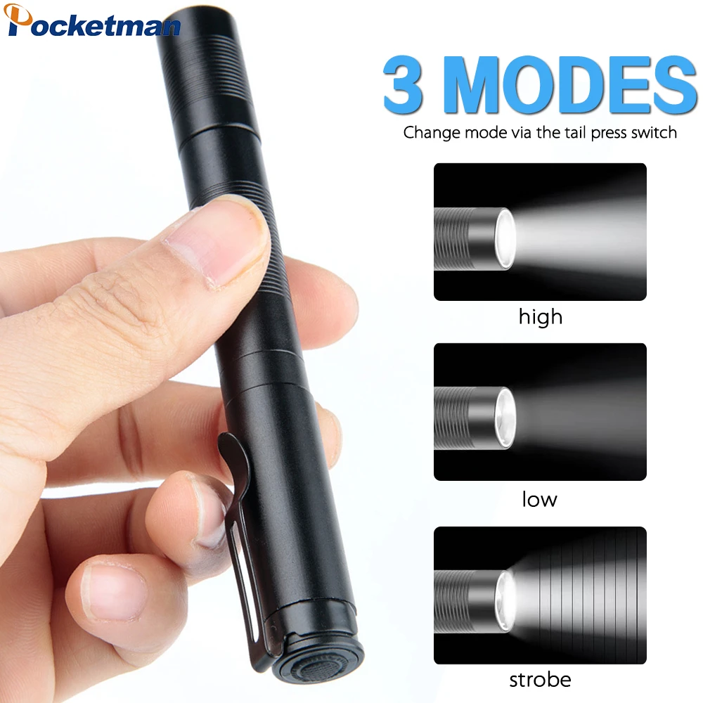 

LED Pocket Pen Flashlight Telescopic Zoomable Mini Lamp Type-C Rechargeable Water Proof Lantern Outdoor Emergency Examine Torch