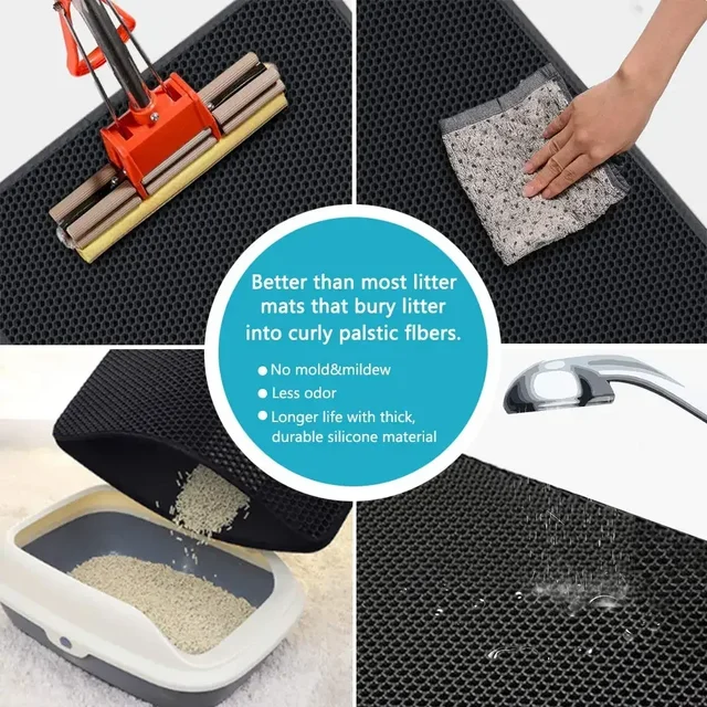 Cat Litter Mat With Gift Double Layer Waterproof Pet Litter Box Mat Non-slip Sand Cat Pad Washable Bed Mat Clean Pad Products 3