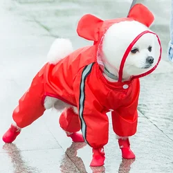 Adorable Bear-Shaped Dog Raincoat with Full Coverage and Reflective Waterproof Hood - XXL (Red bear)