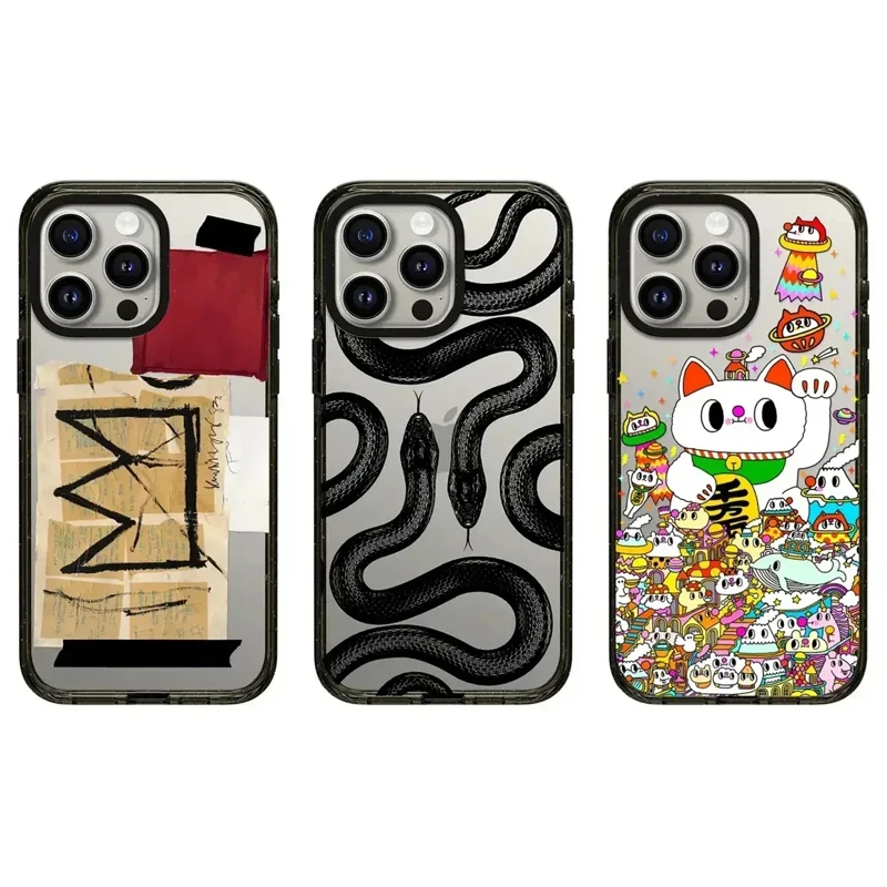 

2.5 Acrylic Snake Lucky Cat Pattern iPhone 12 13 14 15 Pro Max Protective Case