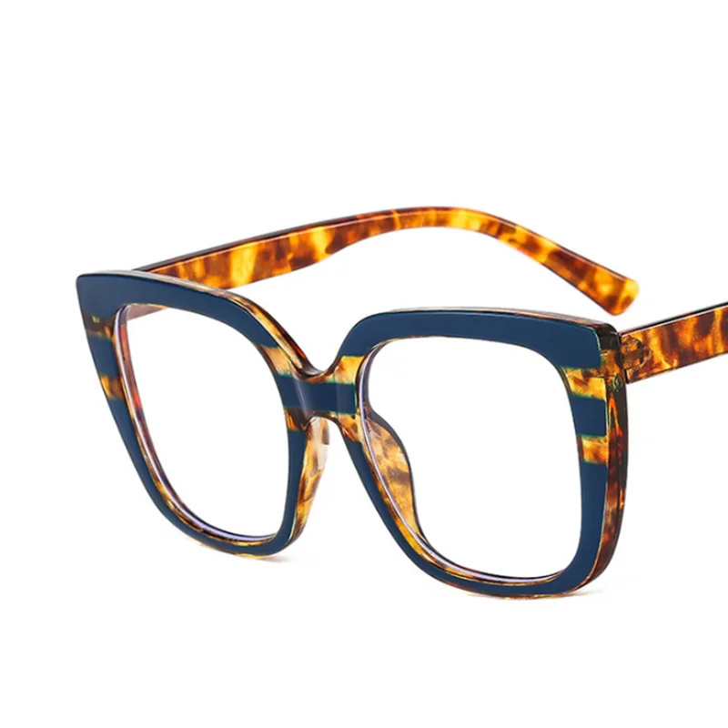 Oversize Square Frame Clear Lens Glasses Colorful Leopard Myopia Nerd Spectacles Degree -0.5 -1.0 -2.0 -3.0 -4.0 to -6.0 6