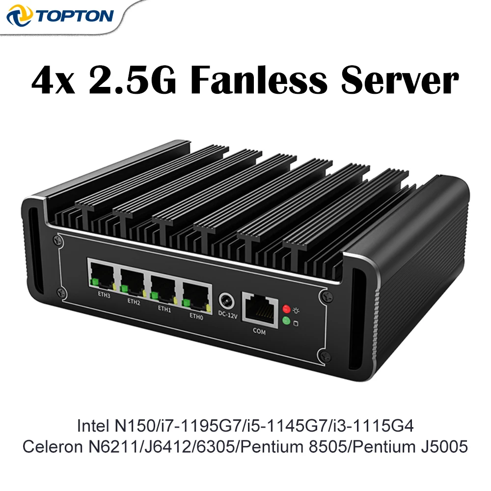 4개의 인텔 I226-V2.5G LAN 포트를 갖춘 팬리스 방화벽 미니 PC, 인텔 8505 7305 N5105 I3 I5 I7 PfSense Proxmox 홈 서버 산업용 컴퓨터