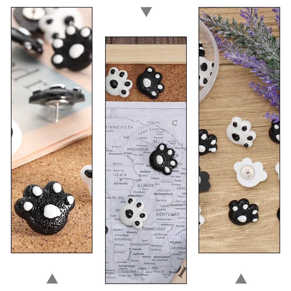 25개 곰발톱 모양 푸시핀 레진 및 금속 압정, 사무실, 가정, 게시판, 코르크 스트립, 지도 표시, 포스터, 메모 걸이용