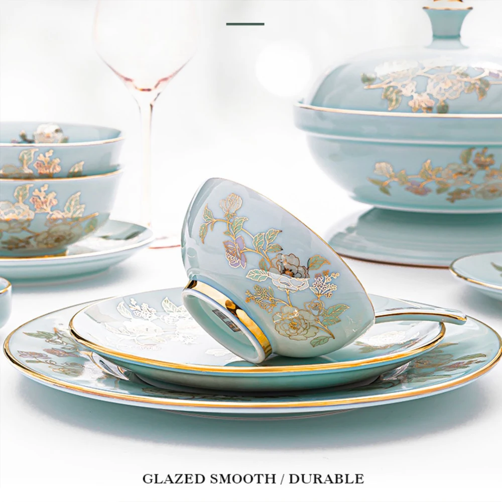 HighEndTablewareSetLuxuryChineseJingdezhenCeramicHousewarming