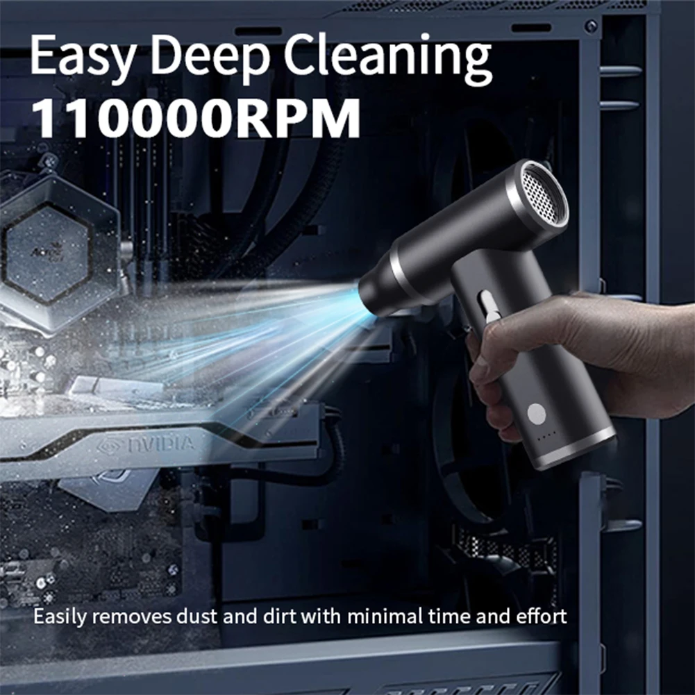 Portable Compressed Air Duster 2 in 1 Air Blower & Vacuum Cleaner 2000mAh Wireless Handheld Dust Blower for Keyboard PC Cleaning