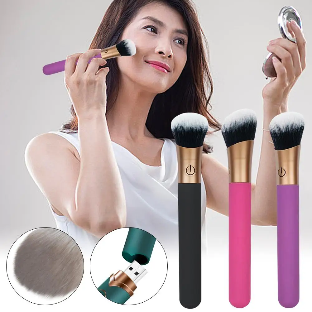 Electric Cosmetic Brush Foundation Blush Loose Powder Brush Washable Tool Tool Rechargeable Vibration Makeup Brush Beauty X5A3
