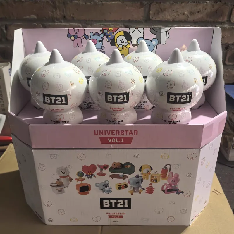 Hot Bt21 Blind Box Figures Bts Collectible Beach Theme Trendy Toy Dolls Desktop Ornament Model For K Pop Fans Girls Collect Gift