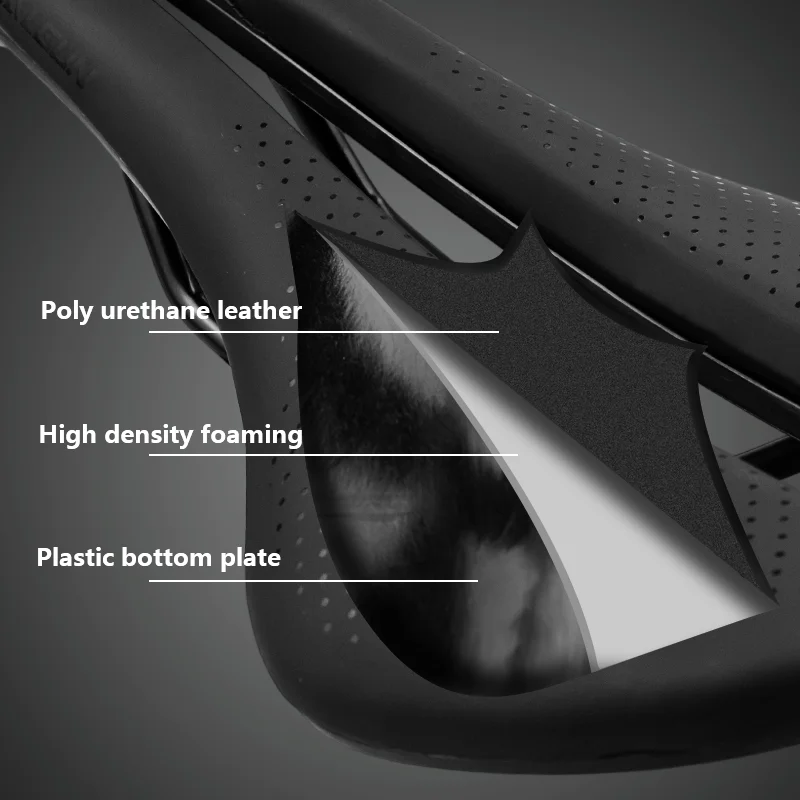 WALGUN Hohl Fahrradsattel PU Wasserdicht Aerodynamisches Fahrradkissen Stoßdämpfung Fahrradsitz MTB Rennrad Sitzzubehör – Detail 6