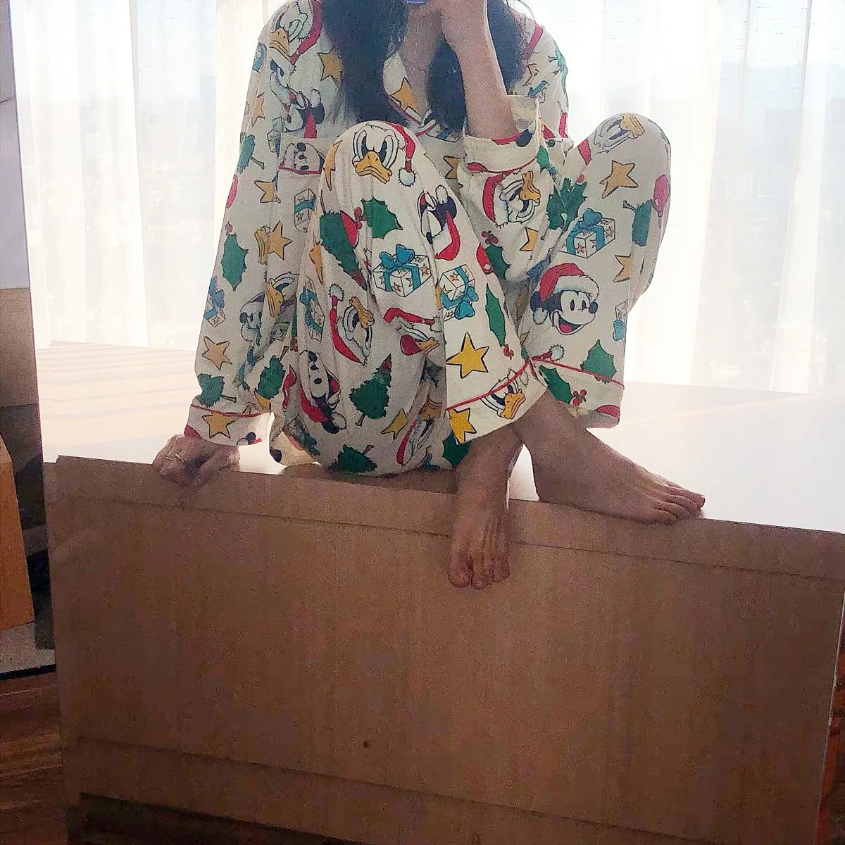 Mickey Pajamas Women's Long-sleeved Trousers Disney Christmas Cartoon Cute Girls Casual Wear Home Clothes Two-piece Suit 4