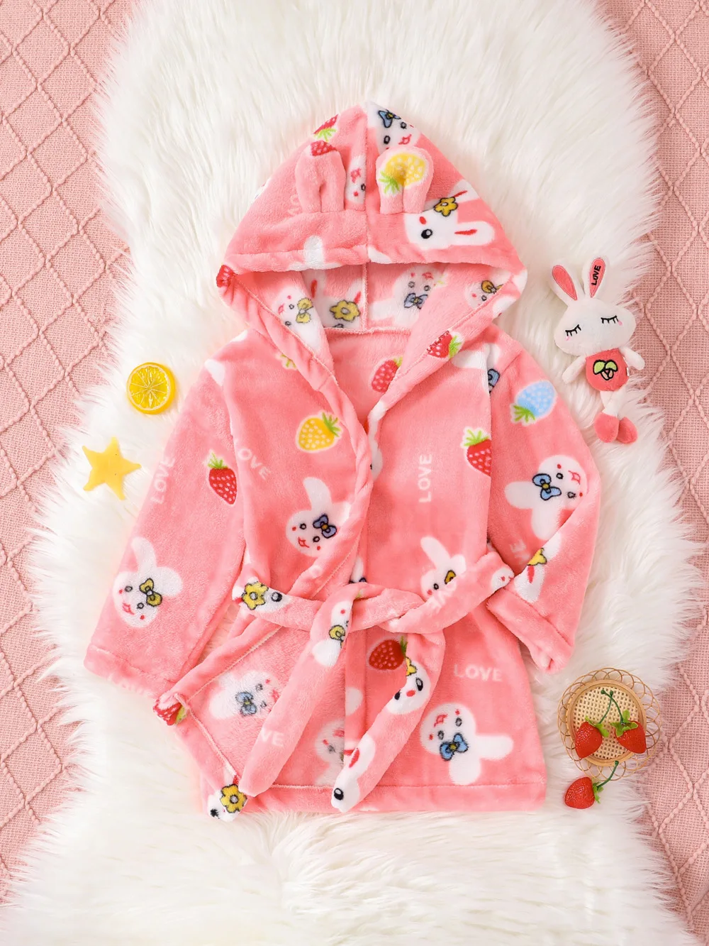Children's Clothes 2pcs Autumn Baby Boy's Home Clothes Hooded Flannel Cartoon Pajamas