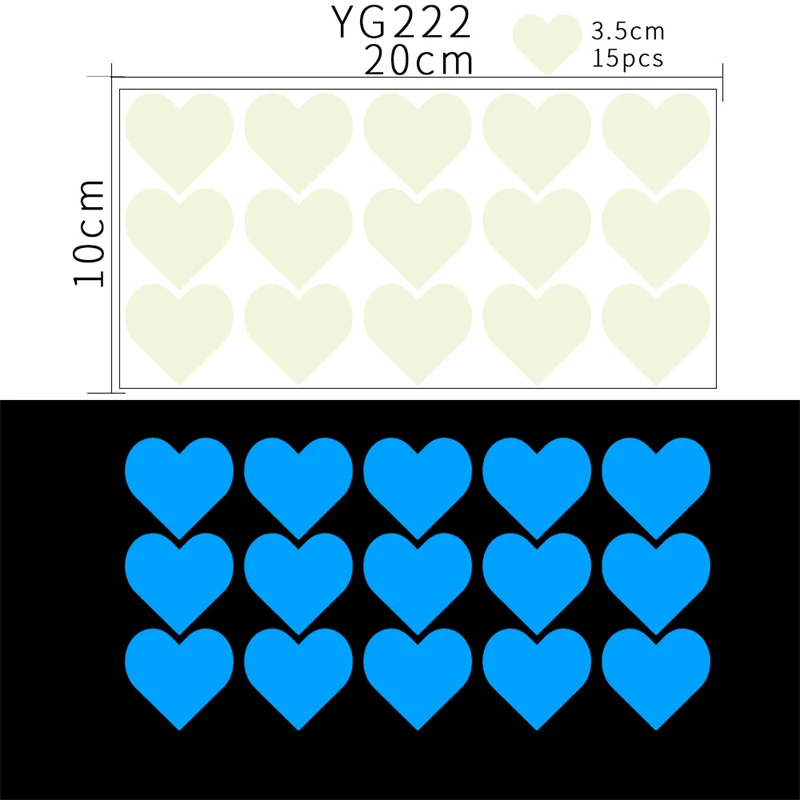 180PCS Blue Luminous Hearts Wall Stickers Fluorescent Children's Room DIY Self-adhesive Home Decoration Glow In The Dark Decal luminous wall stickers fluorescent stickers