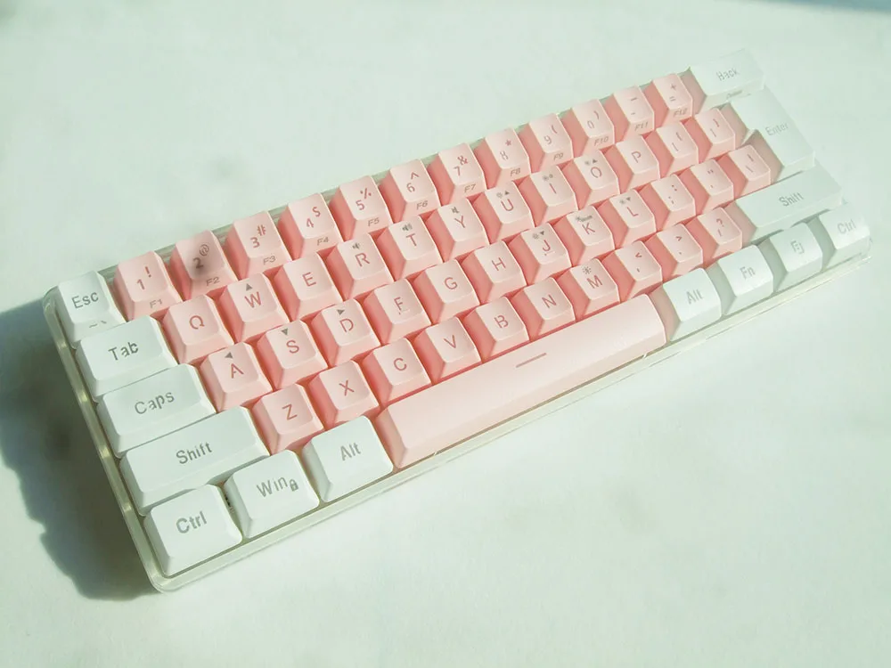 Pink Keyboard Small Usb Backlit pink Keyboards 61 keys mini computer Keyboard gaming pc 60% ...