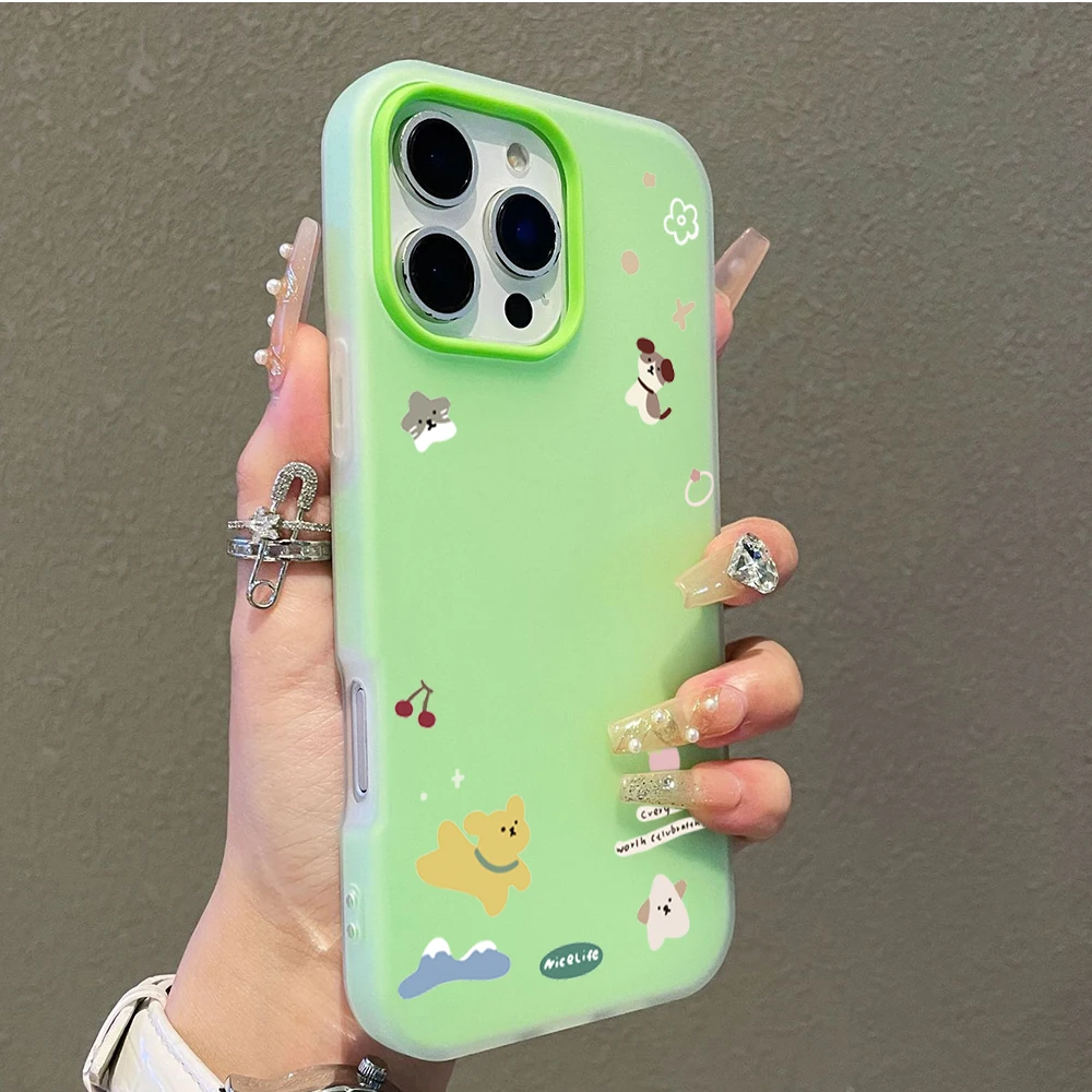 Adorable Cartoon Puppy & Cat Design Protective Phone Case