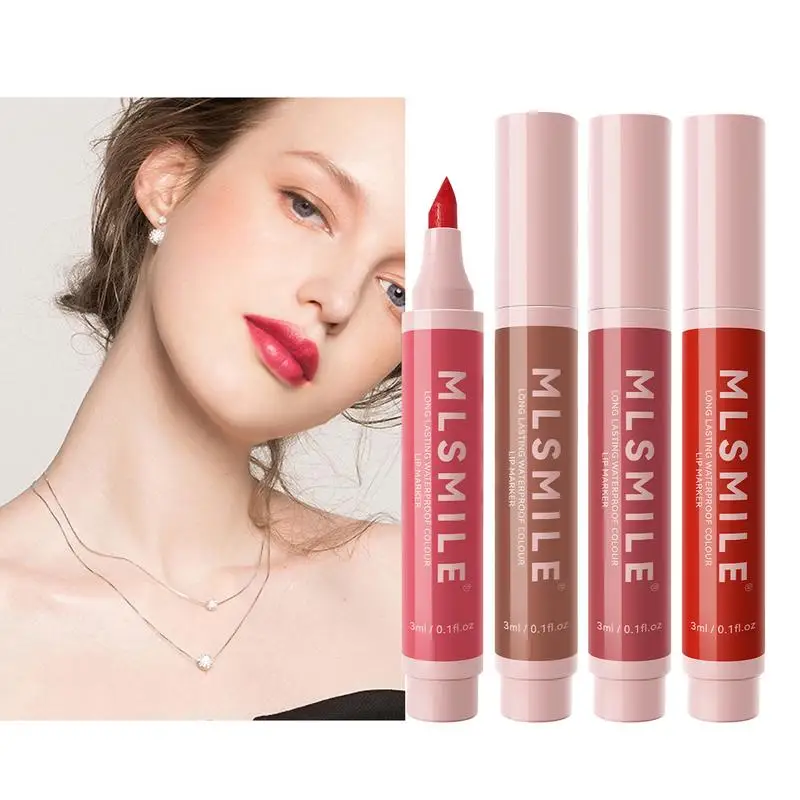 Lip Stain Pen 4pcs Long Lasting Lip Pen Long Lasting Lip Stain Lip Pencil Longwear Lipstick Makeup Smooth Application Natural 3