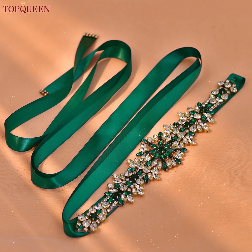 Bridal Waistband Bridal Dress Decoration TOPQUEEN Bridal Wedding Belt Handmade Moroccan Rhinestone Belt