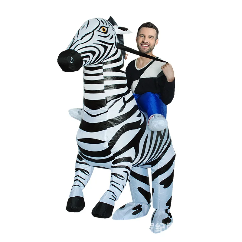 

Adult Funny Inflatable Animal Zebra Fancy Dress Costume Outfit Ride on Zebra Mascot CostumeHalloween Purim Stag 150cm-200cm