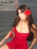 Sexy Ruffle Sling Dress Women Red Beach Sleeveless Backless Mini Female Dresses 2025 Spring Summer Lady Vacation Party Robe 2
