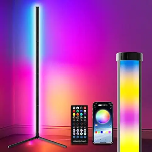 

Corner Floor Lamp for Living Room, 63.5" Adjustable RGB Color Changing Lamp with Remote and App Control, Dimmable LED Modern Gol
