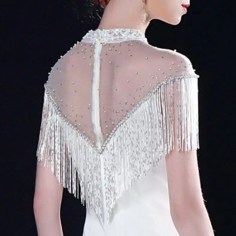 15CM 실버 레드 비즈 튜브 태슬 의류 액세서리 레이스 트림 웨딩 및 이브닝 드레스 커튼 장식