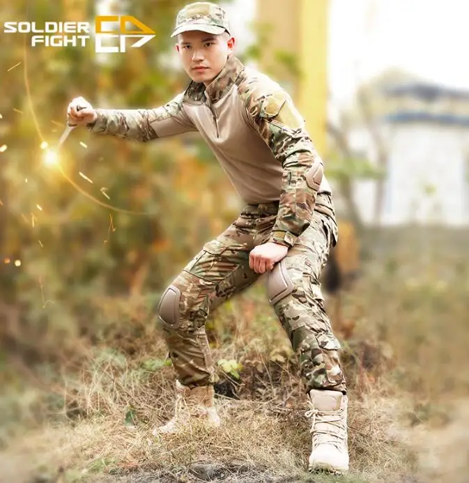 

US Military Uniform Suit Spring Outdoor Camouflage Men Army Include Knee pads CP Officer