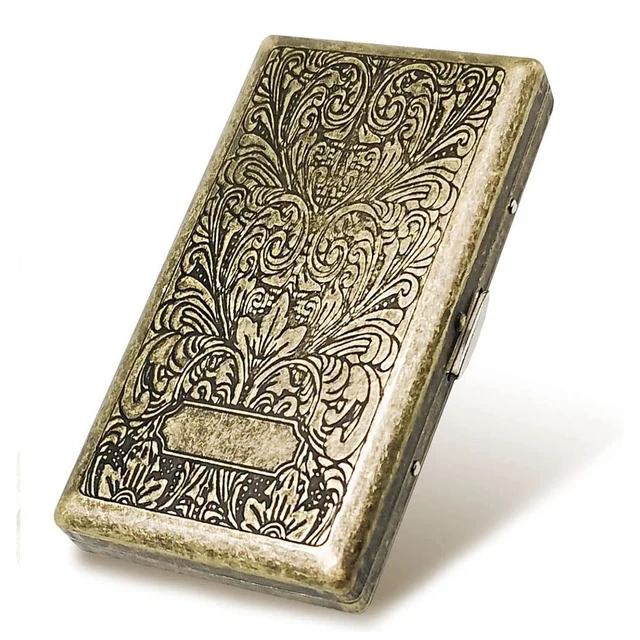 Pocket Holder Cigarette Case 100s for King Size Vintage Bronze Mini Tobacco  Box Metal Retro Sturdy