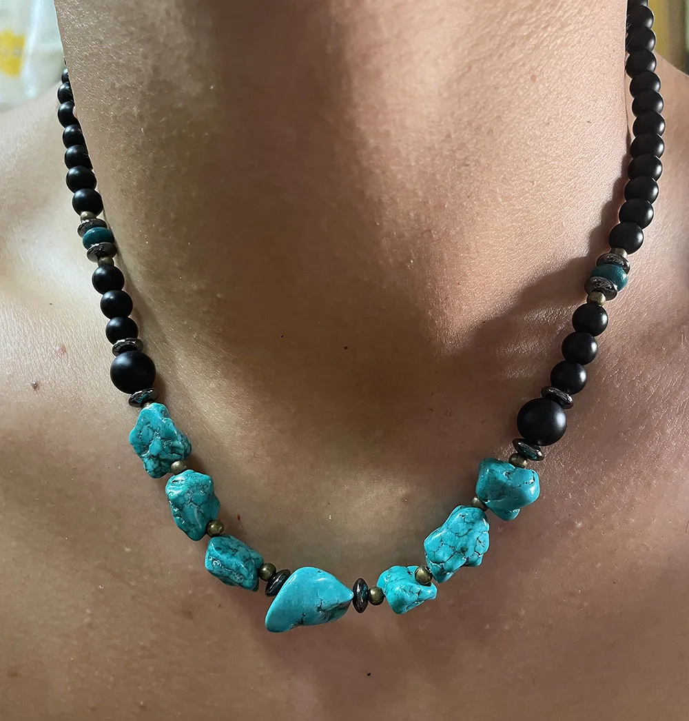 Necklace Boho Style Turquoise Necklace Men - Temu