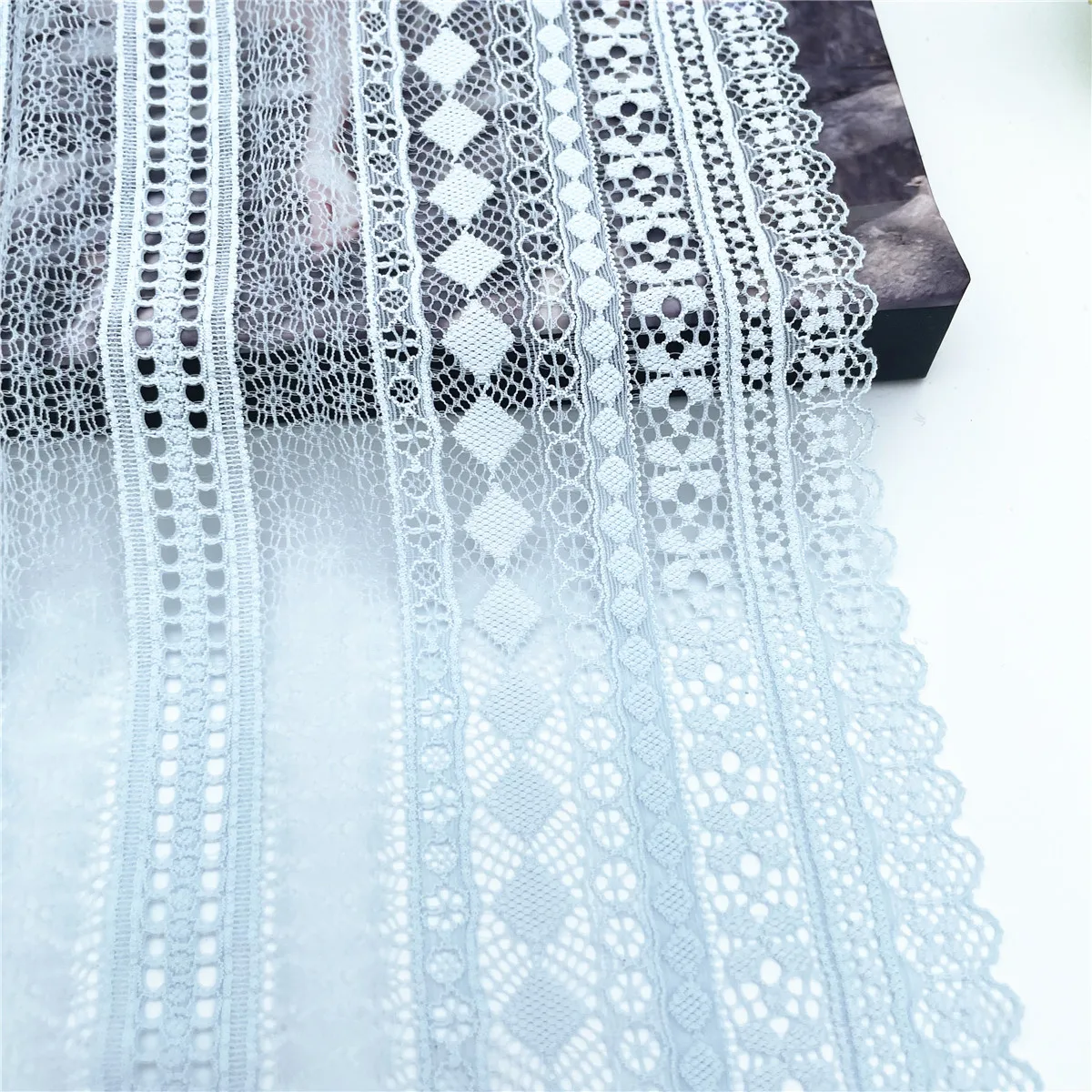 3y/lot Width 22.50cm Sky Blue Elastic Stretch Lace Trim 4