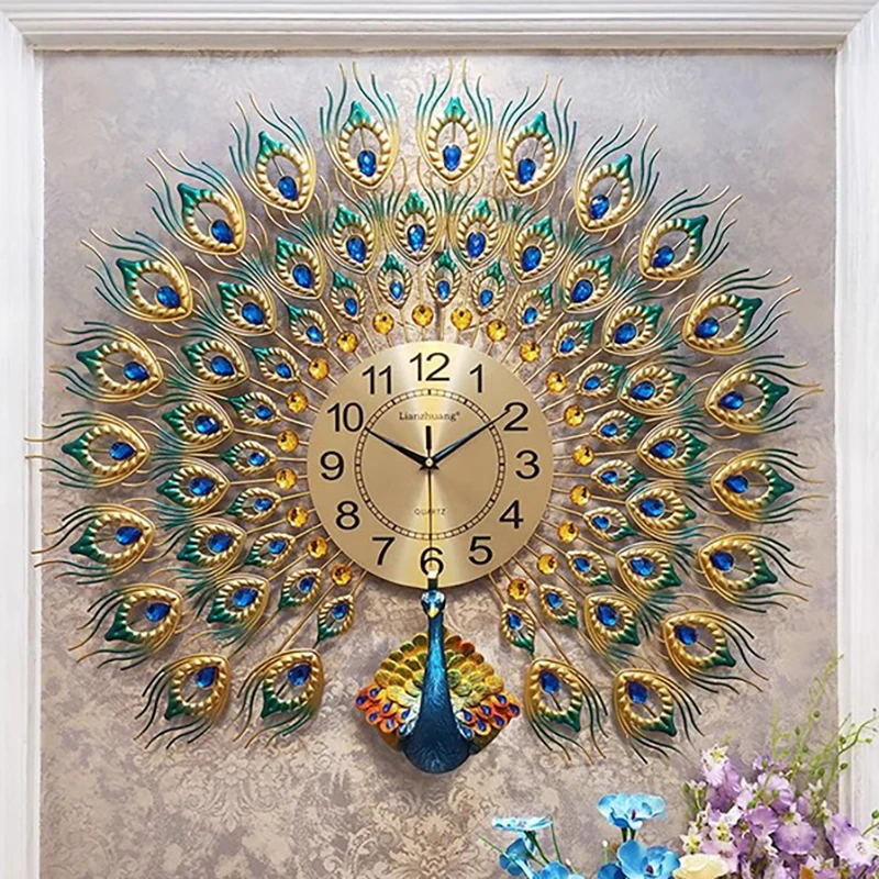 Round Premium Aesthetic Peacock Wall Clock