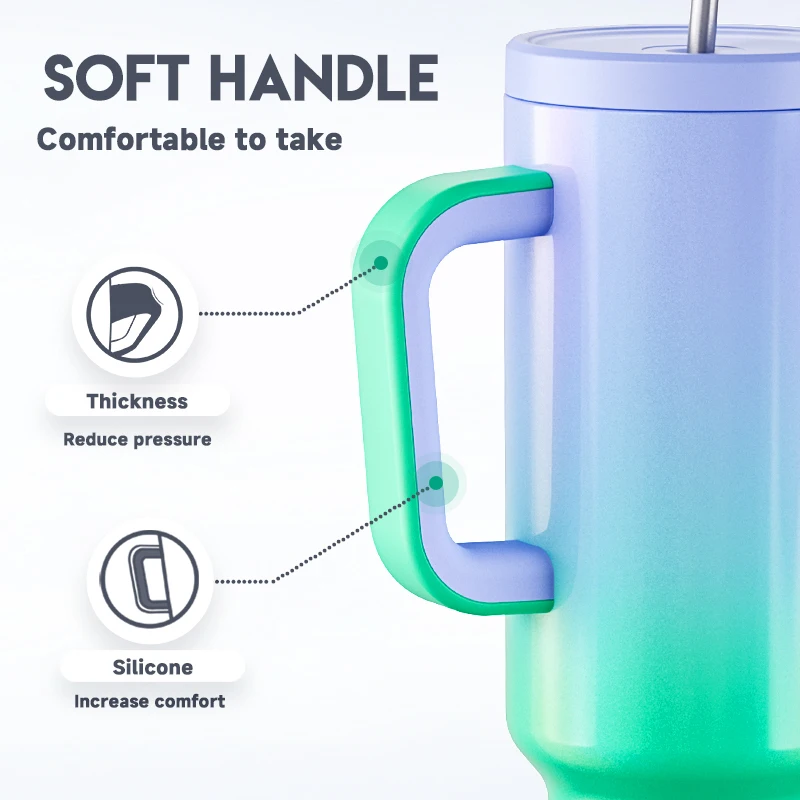 Meoky 50oz Cup Large Capacity Vacuum Straw Cup with Lid Handle Stainless Steel Mlik Coffee Mug Water Bottle for Travel Hiking