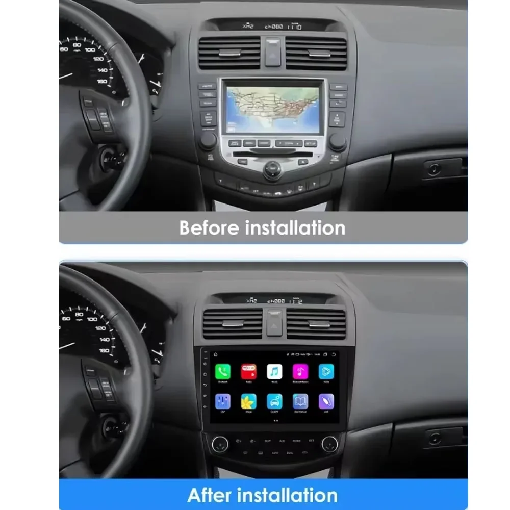 For 2003-2007 Honda Accord 7th Generation Android 13 In-Car Navigation System 10-inch Built-in CarPlay+Android Auto/2G+32G