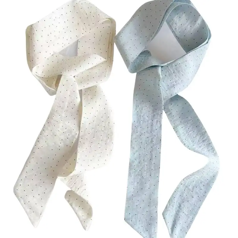 Schmaler langer Schal für Damen, 190 x 4,5 cm, gepunktetes Schalband, Stirnband, Choker, Streamer, Damen-Accessoires – Detail 5