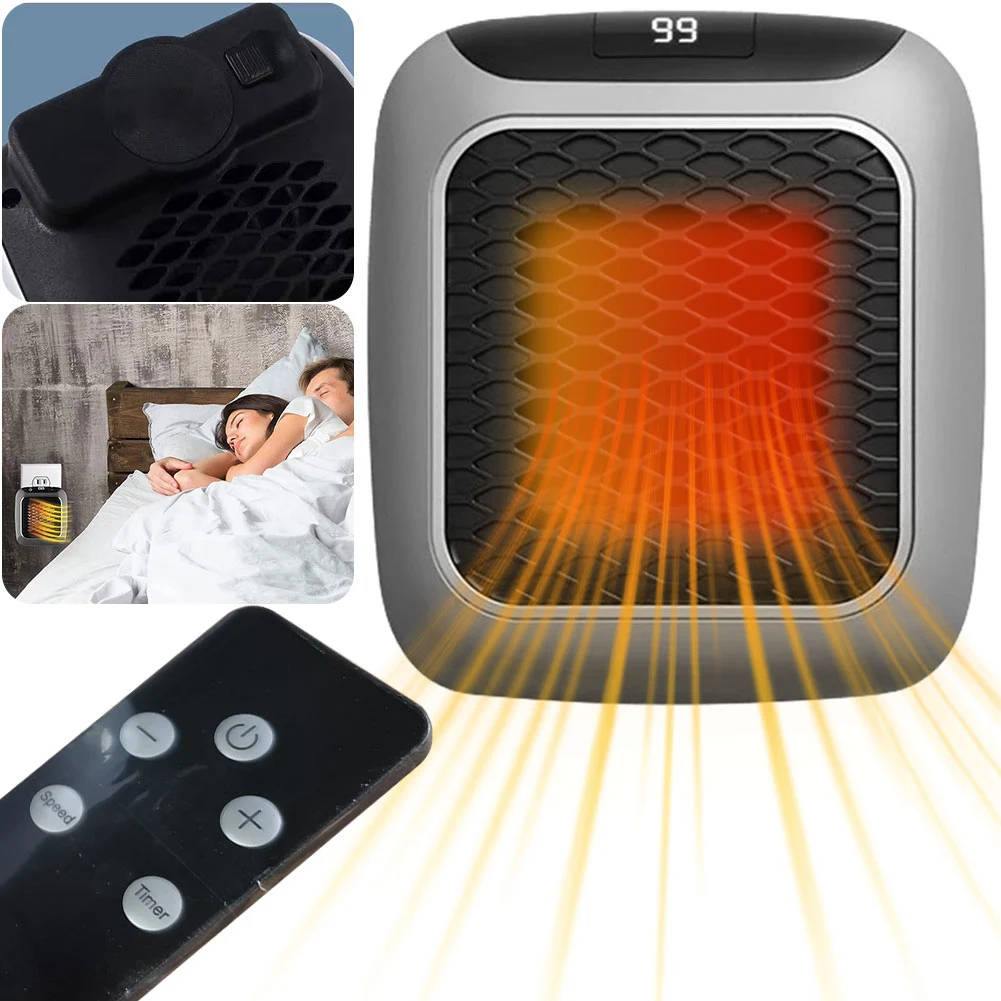 2-in-1 Plug In 800W Heater Space-Saver Wall Mountable or Portable Mini Heater with Quiet Operation for Personal Spaces Indoor 3