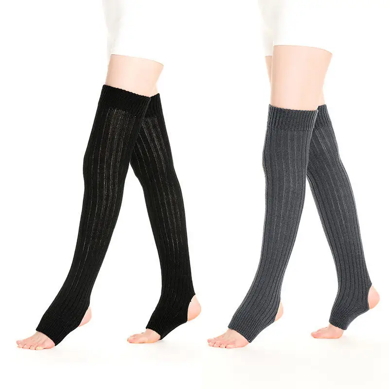 Winter Leg Warmers Women Sexy Socks Over Knee Stockings Warm Soft Gaiters Leggings Hollowed Foot Heel Female Long Socks