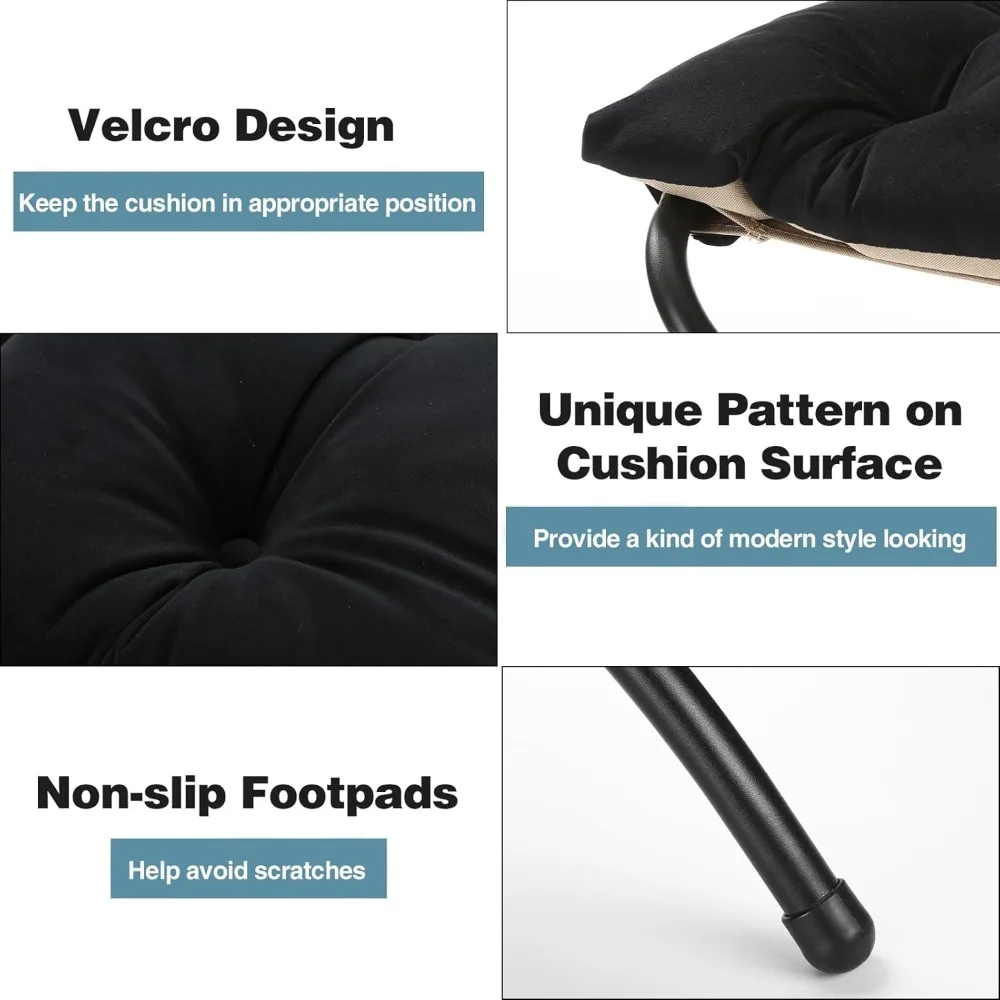stools.15Folding Foot Stool for Patio, Small Accent Outdoor Ottoman, Metal Frame Foldable Foot Rest, Upholstered Morden Folding