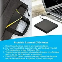 External CD DVD Drive, USB 2.0 Slim Protectable External CD-RW Drive DVD-ROM Burner Player for Laptops Desktop PCs 3