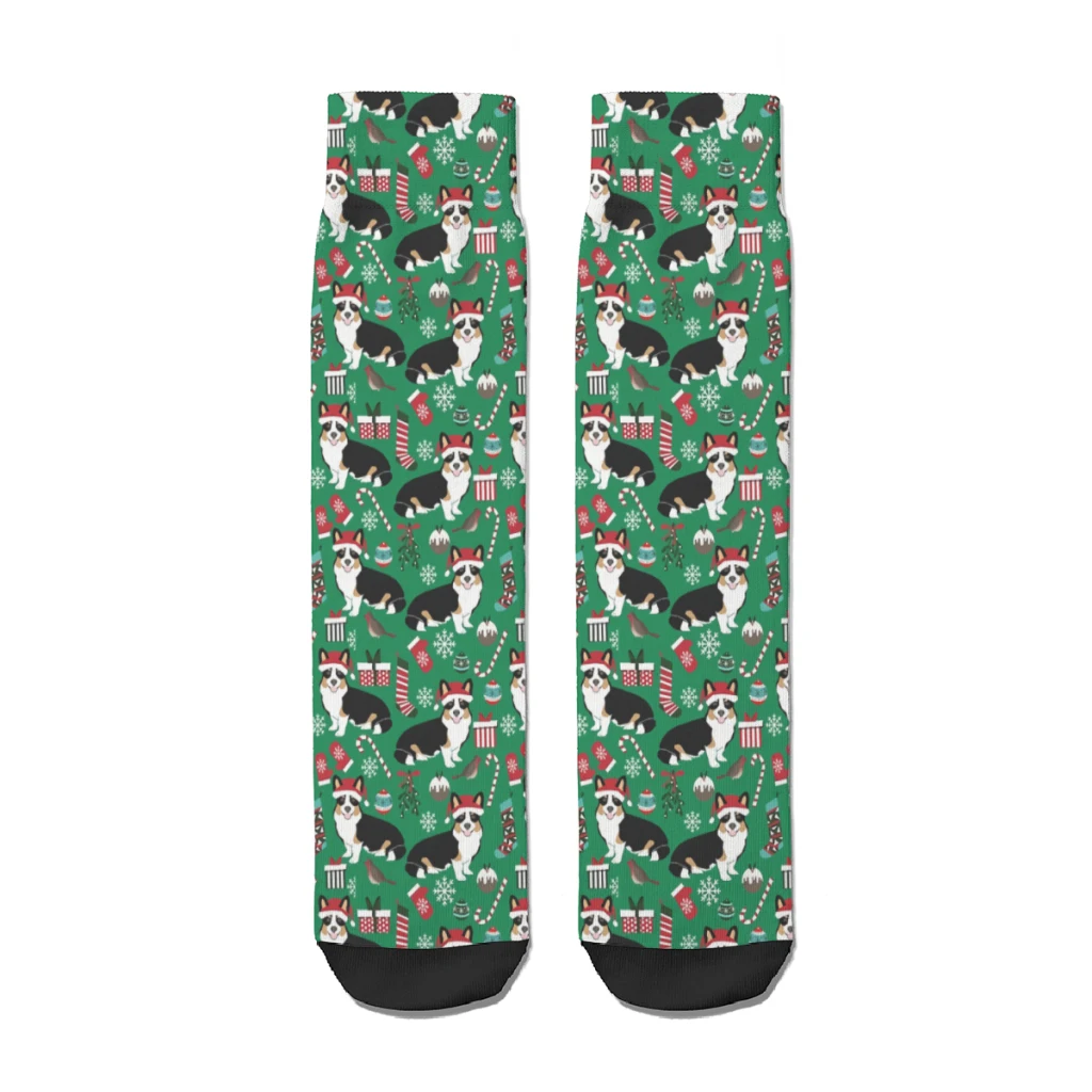 

Corgi Welsh Corgi Christmas Santa Hat Dog Straight Socks Male Mens Women Autumn Stockings Polyester Printed