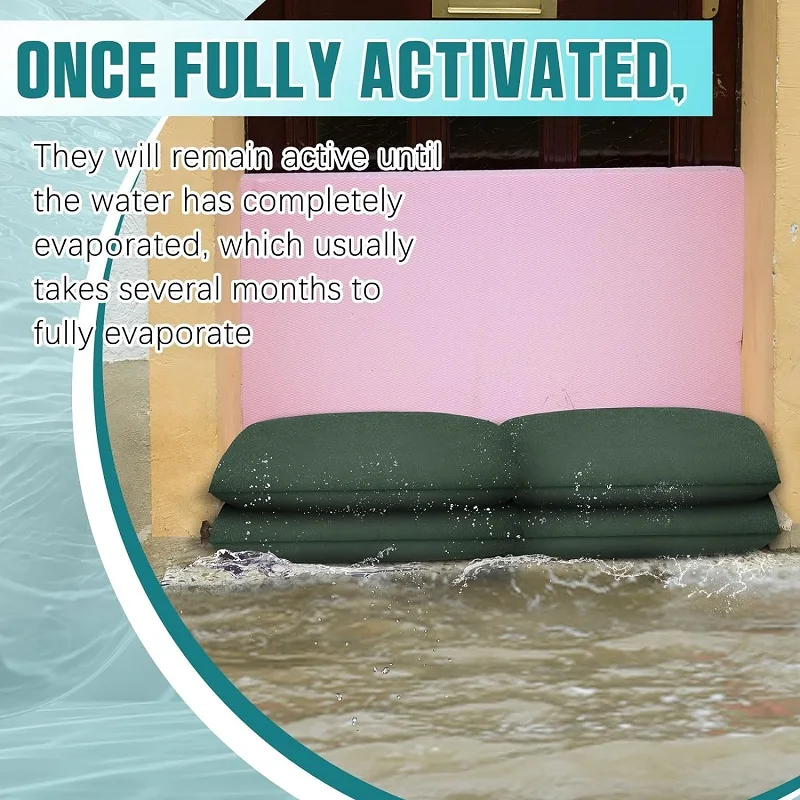 Water Activated Sandbags 5X Flood Barrier Bags Reusable Flood Dam Bags For Home Garage Door Basement Absorbent Sandless Sandbag 4