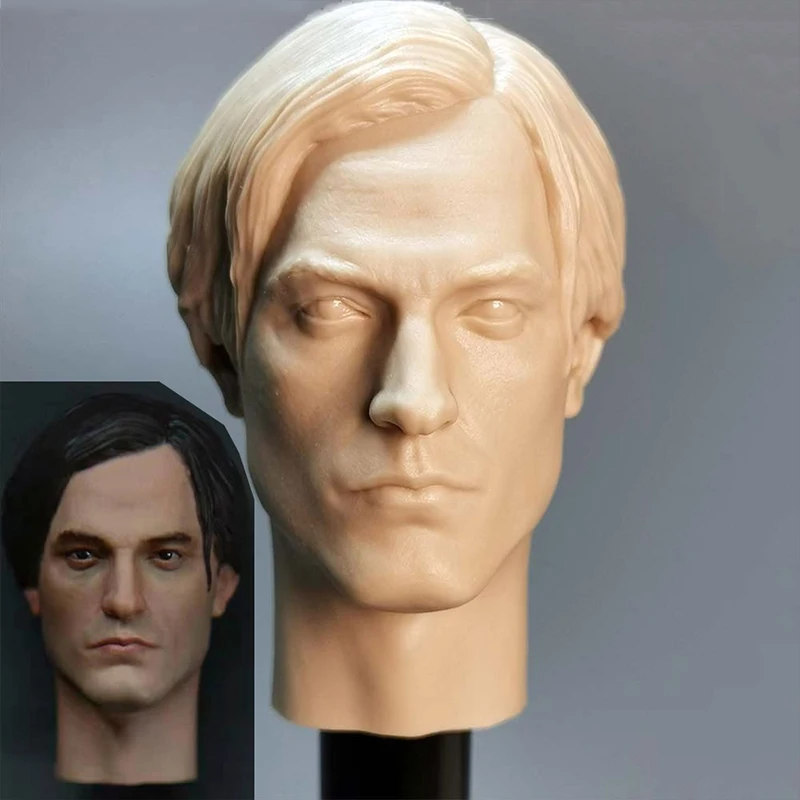 Unpainted 1/6 Male Head W/Neck Sculpt PVC Model Toy DIY Action Figure Collection 