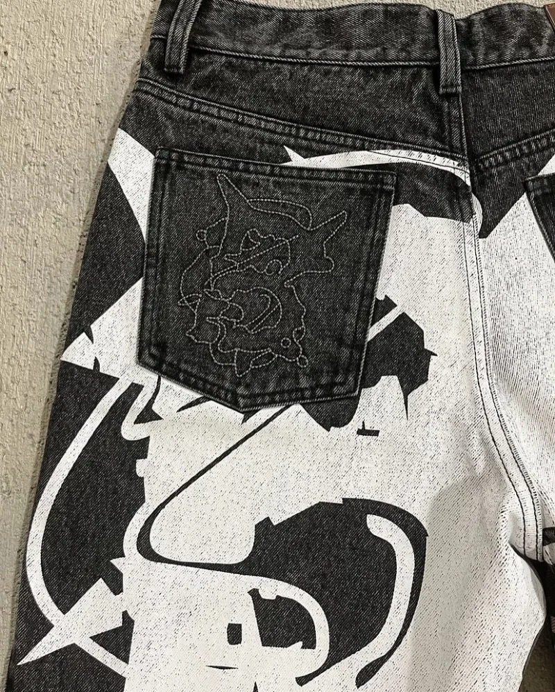 Summer New Fashion Letters Flocking Embroidery Casual Denim Shorts Men Y2K Harajuku Vintage Popular High Waist Wide Leg Shorts