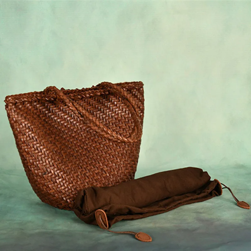Weave Genuine Leather Handbag Tote Euro Fashion Shoulder Bag For