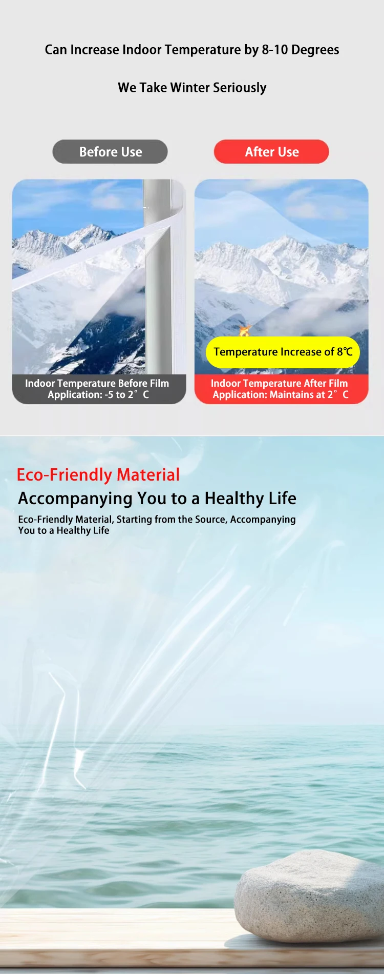 Description Picture 5 of item1-Pack EVA Transparent Window Insulation Film - Double-Layer Thermal Protection, Windproof & Dustproof, Easy DIY Installation