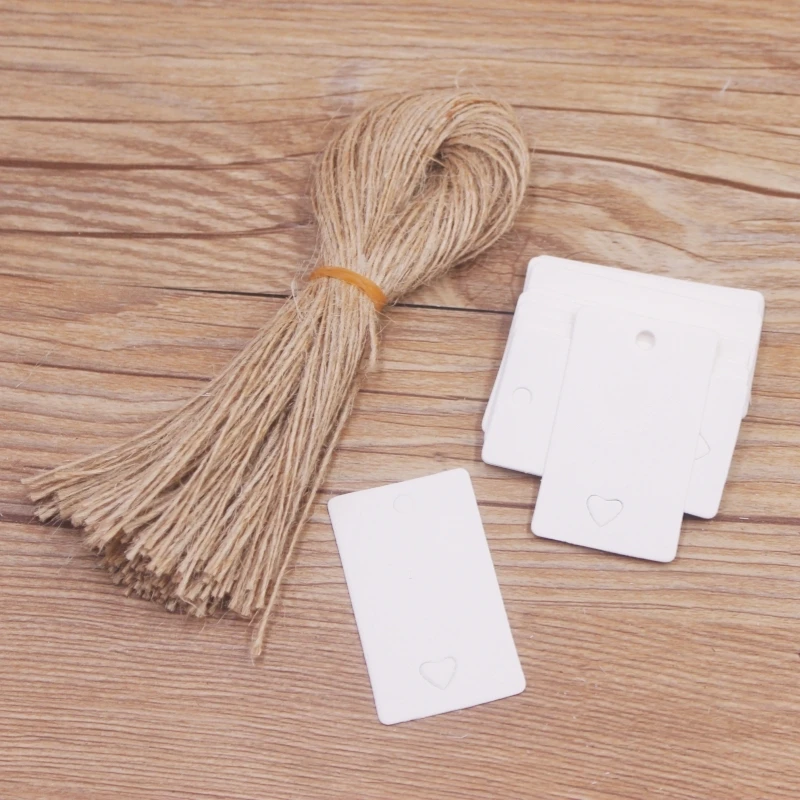 100 Stück 3x5/6x2,5cm Kraftpapier Braun/Weiß/Schwarz Geschenketiketten mit 100 Seilen für Hochzeit, Babygeschenk, Party, Weihnachten, Partyzubehör – Detail 20