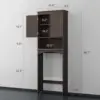 Over The Toilet Storage Cabinet with Open Shelf, Over Toilet Bathroom Organizer with Adjustable Shelf and Double Doors 2