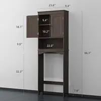 Over The Toilet Storage Cabinet with Open Shelf, Over Toilet Bathroom Organizer with Adjustable Shelf and Double Doors 2